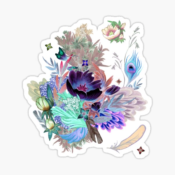 floral pattern with Althaea Officinalis (inverted) Sticker