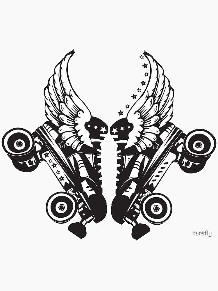 "Roller Derby Skates With Wings" Sticker for Sale by tarafly Redbubble