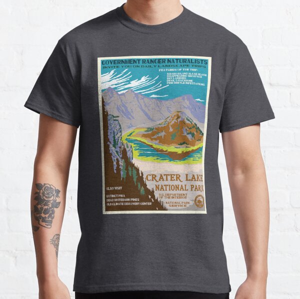 Retro WPA Poster of Crater Lake National Park Reimagined for the Future with Climate Change Classic T-Shirt