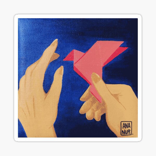 Reproduction peinture acrylique origami Sticker