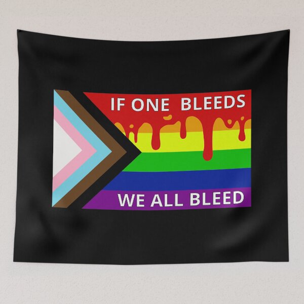 Item preview, IF ONE BLEEDS - Progress Pride Flag designed and sold by MokiAwa.
