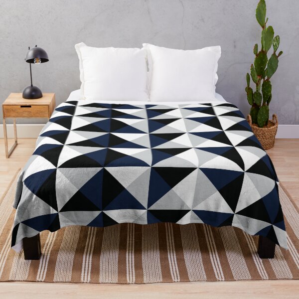 Item preview, Rotated Square Diagonals Triangle Pattern 003 - Black Gray White Navy Blue designed and sold by AmpersandCuster.