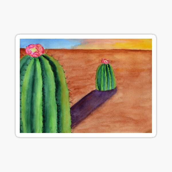 Cactus Buddies with Sunset Shadows Sticker