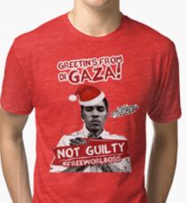GAZA XMAS TEE- #FREEWORLBOSS Tri-blend T-Shirt