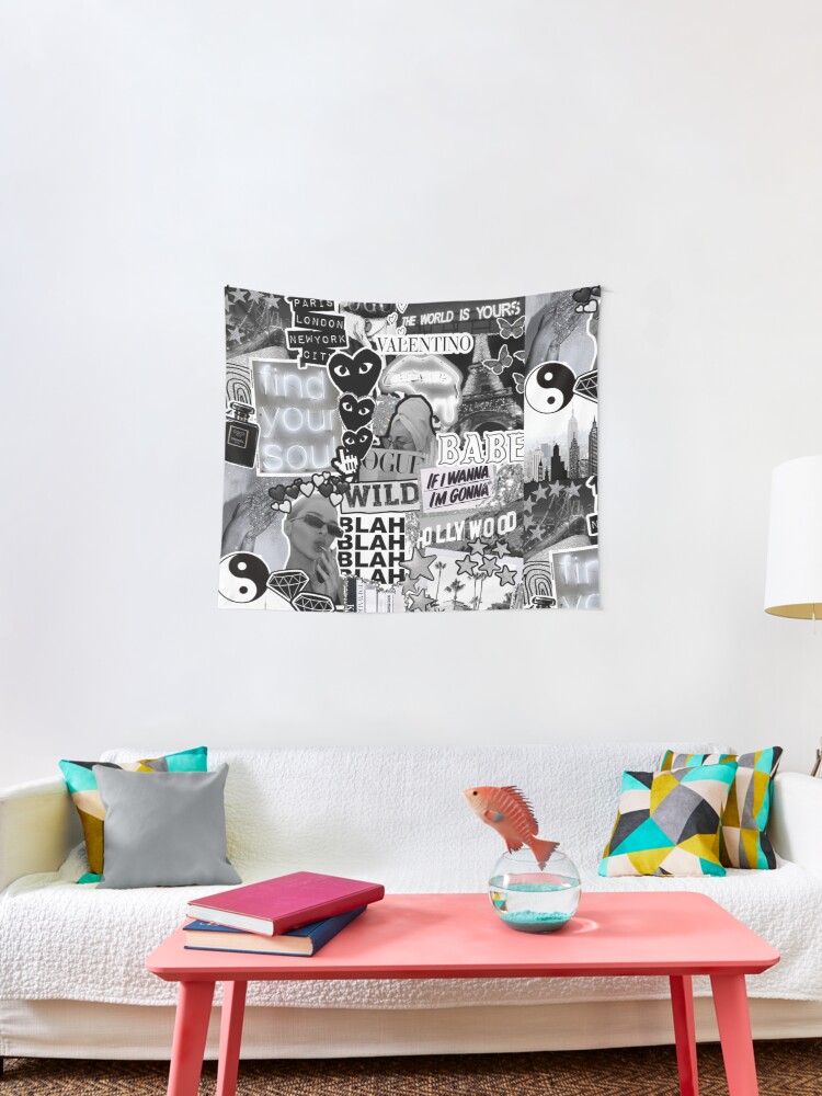 Black White And Silver Aesthetic Collage Tapestry By Emilyzizz Redbubble