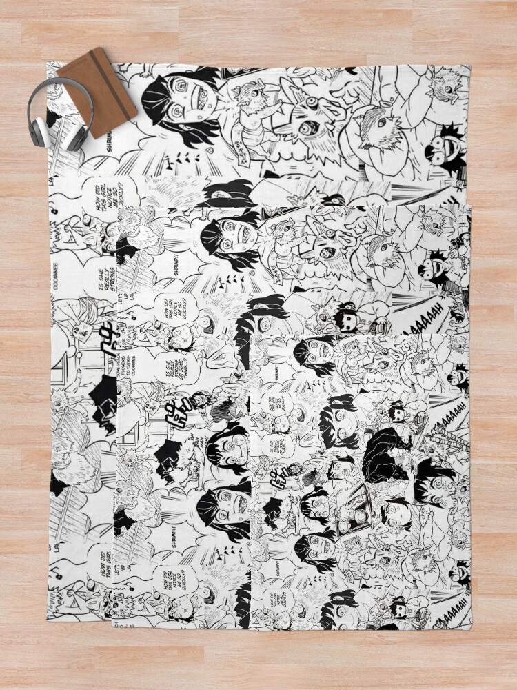 "Inosuke Demon Slayer KNY Collage" Throw Blanket by bakuh0e | Redbubble