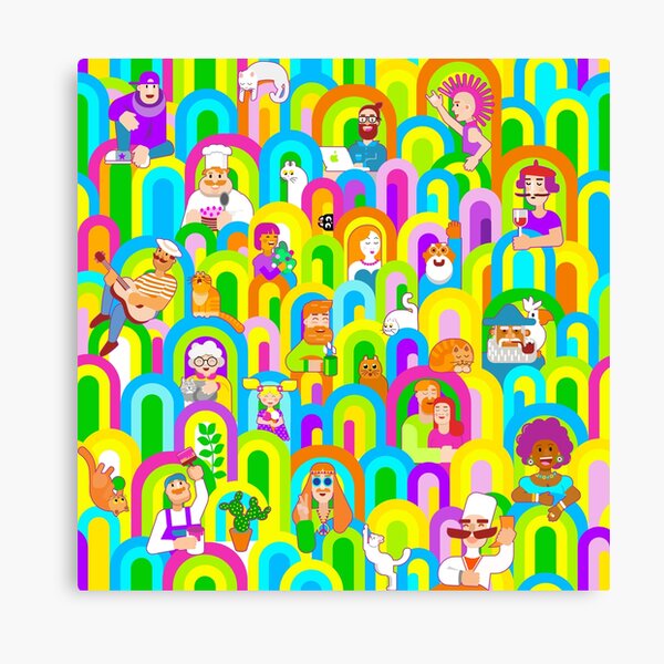 Vector people in the windows Canvas Print
