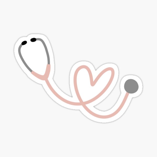 Pink Heart Stethoscope Sticker