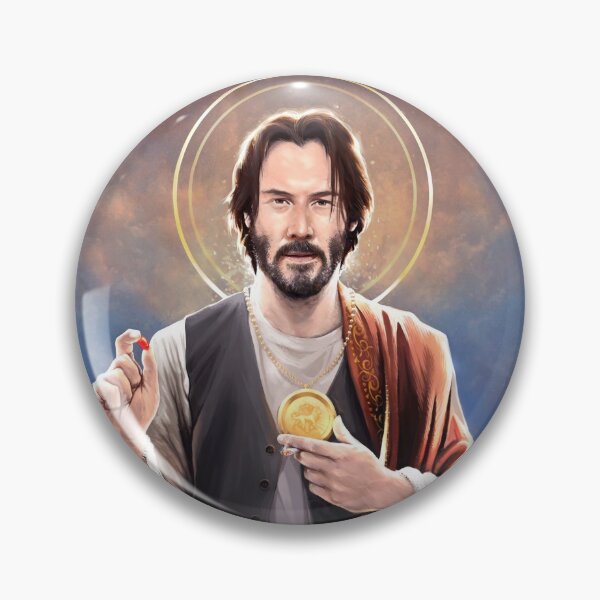 Vista previa del artículo con la obra «Keanu Reeves, San Keanu de Reeves, Pintura religiosa original de Keanu Reeves», diseñado y vendido por Vincent Carrozza.