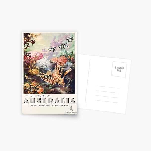 Item preview, Australia Great Barrier Reef vintage travel poster designed and sold by stickart-marek.