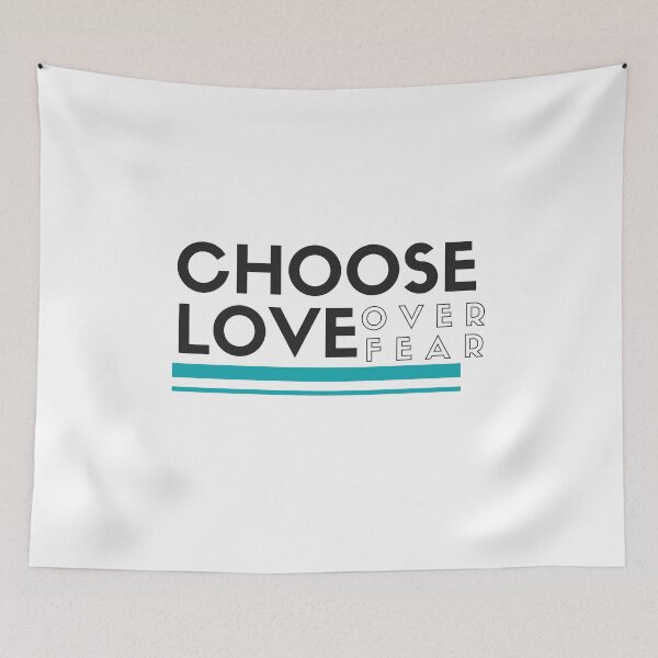 Item preview, Choose Love Over Fear Teal Typography Motivational Quote  designed and sold by ArianaDagan.