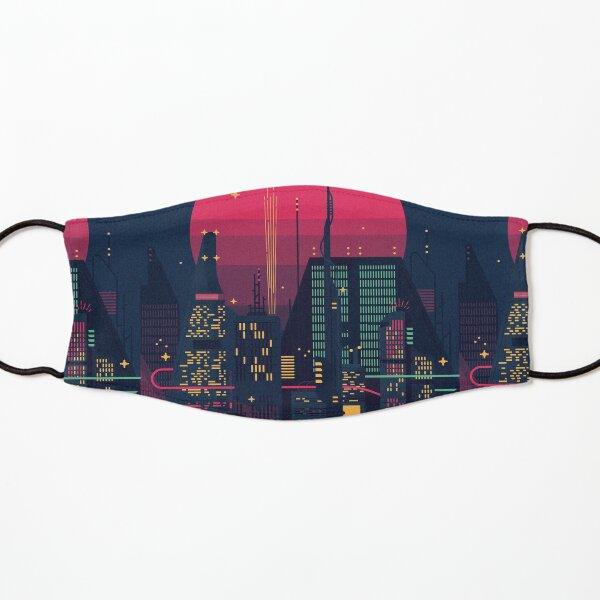 Night Dystopian Cityscape Kids Mask