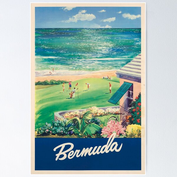 Item preview, Bermuda vintage travel poster designed and sold by stickart-marek.