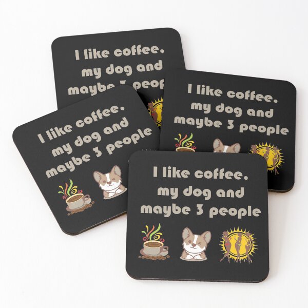 Item preview, I like coffee, my dog and maybe 3 people on black background designed and sold by coffeeapparel.