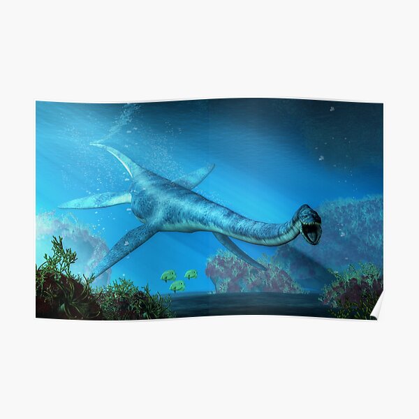 Elasmosaurus Swimming Towards You Poster