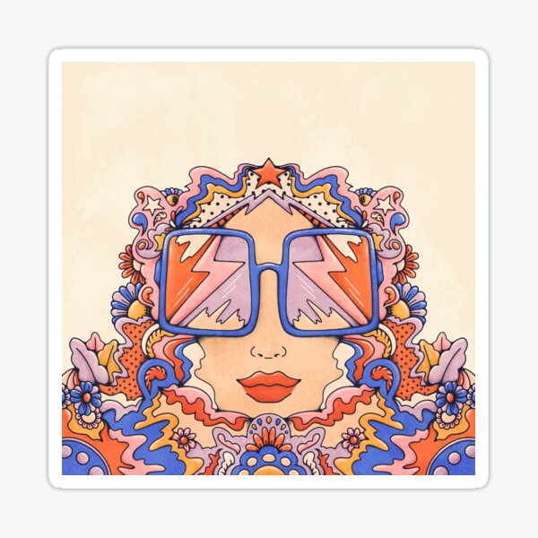Winter Woman Retro Portrait Sticker