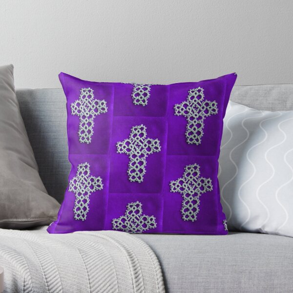 A Cross to Bear Witness (Purple) Throw Pillow