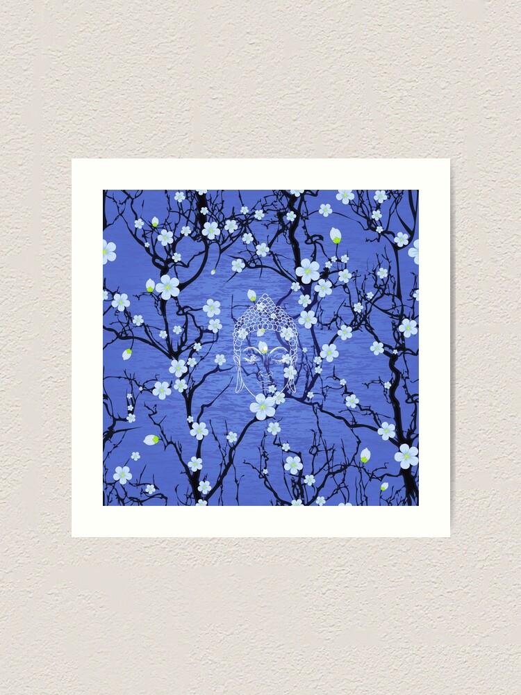 Alternate view of Buddha in the Garden-Blue Art Print