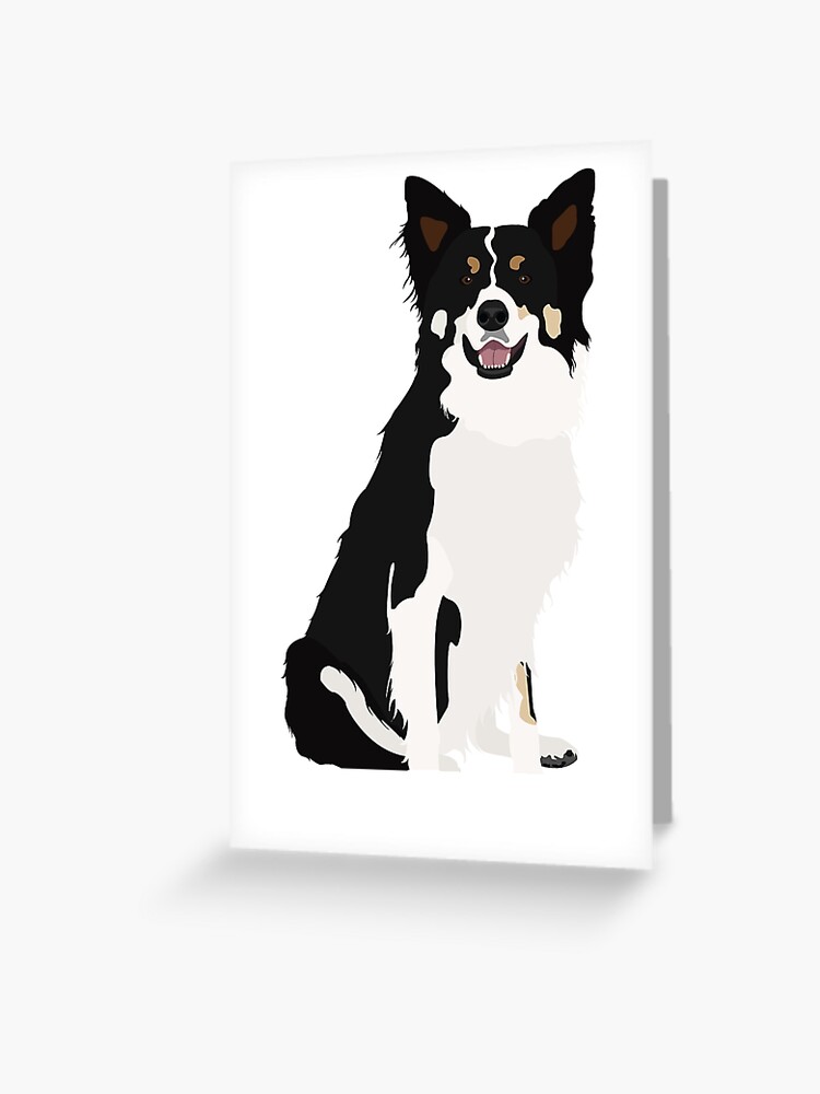 Carte De Vœux Chien Border Collie Assis Par Simonescha Redbubble