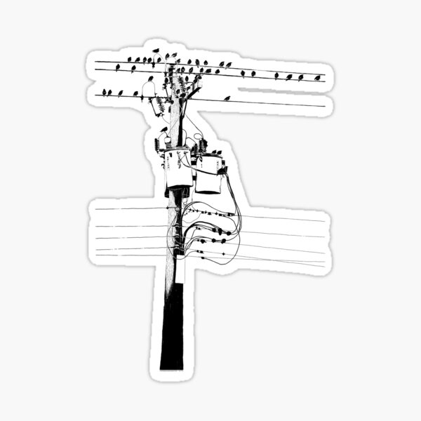 Telephone Pole (Dark on light) Sticker