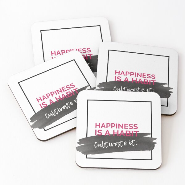 Item preview, Happiness is a Habit - Cultivate it Black Watercolor Inspirational Quote designed and sold by ArianaDagan.