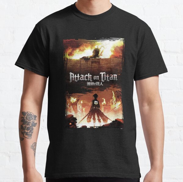 Camiseta clásica Ataque vintage al anime negro de titan Camiseta clásica