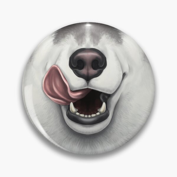 Item preview, Black & White Husky Face with Licky Tongue designed and sold by SidianArts.