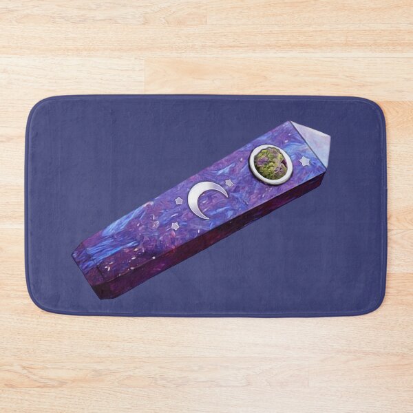 Item preview, Purple Magic Galaxy Aesthetic ~ Amethyst Quarts Point Obelisk Crystal Wand Marijuana Pipe With Crescent Moon and Stars ~  Weed Packed in Bowl designed and sold by Neon-Wolf.