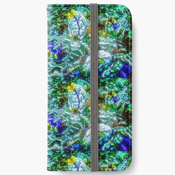 Sea Squirt Cluster In Aqua Blue - Mixed Media DiveArt iPhone Wallet