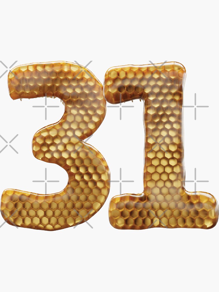 "31 Number 3d Honey Numbers Font" Sticker by HelloFromAja | Redbubble