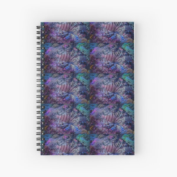 Lionfish Hunting In Blue - Mixed Media DiveArt Spiral Notebook