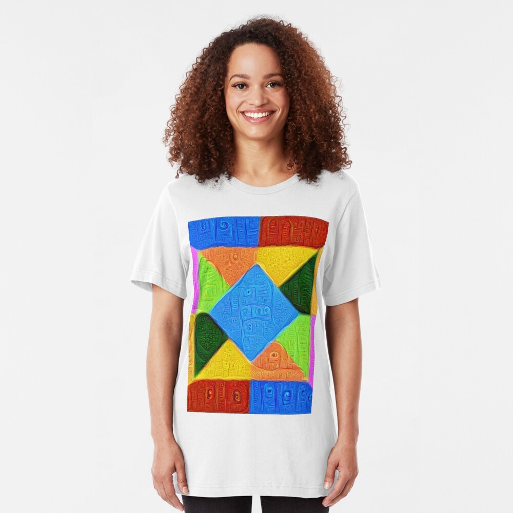 DeepDream Color Squares Visual Areas 5x5K v1447926834 Slim Fit T-Shirt