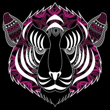 Artwork thumbnail, Tiger King Tribal Fluro Pink by SBernadette