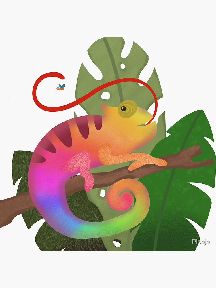 "Rainbow Chameleon " Sticker by Ploojo | Redbubble