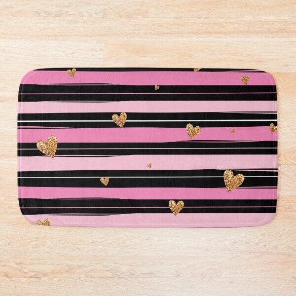 Item preview, Pink Black Stripes with Golden Hearts designed and sold by AnastasiaDesign.