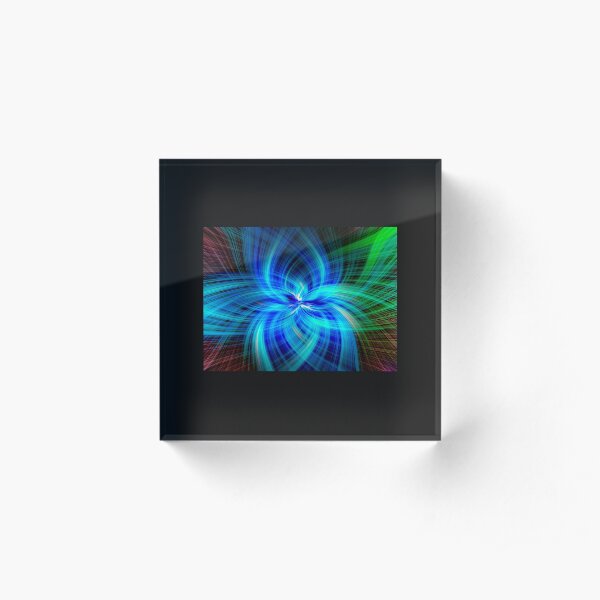 Abstract Swirl Green Clam - Mixed Media DiveArt Acrylic Block