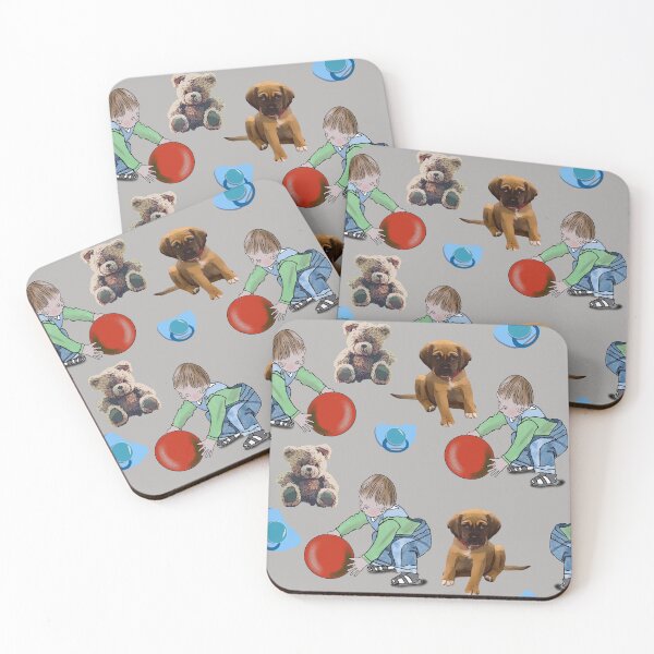 Item preview, A Boy Playing With His Red Ball Teddy And Puppy designed and sold by Zilpa’s Prints.