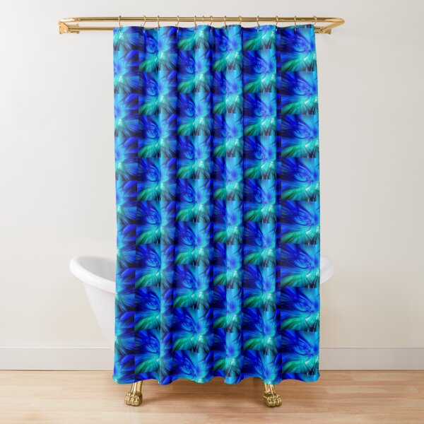 Abstract Swirl Lionfish In Green - Mixed Media DiveArt Shower Curtain