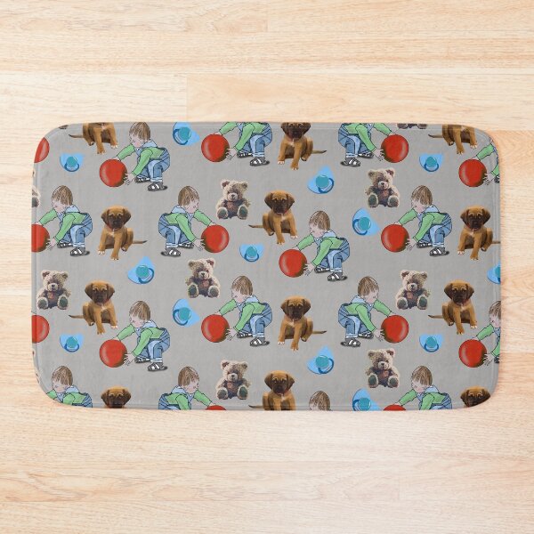 Item preview, A Boy Playing With His Red Ball Teddy And Puppy designed and sold by Zilpa’s Prints.