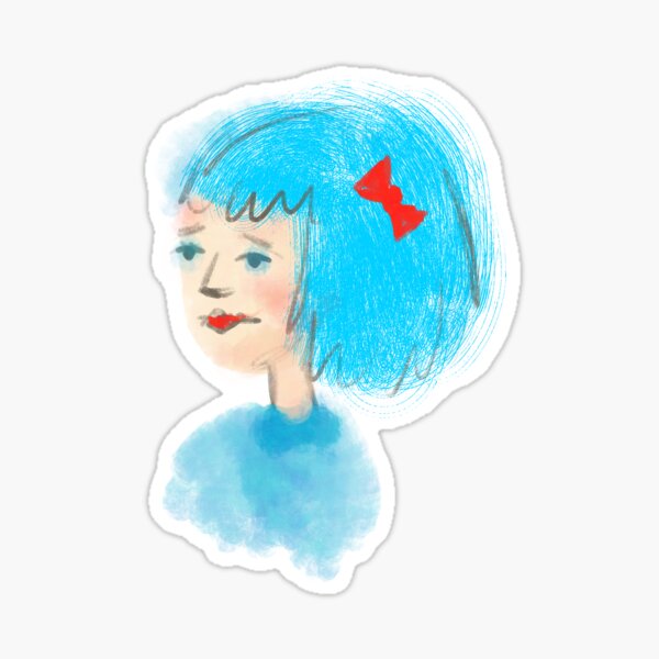 The Girl with Blue Hair Sticker