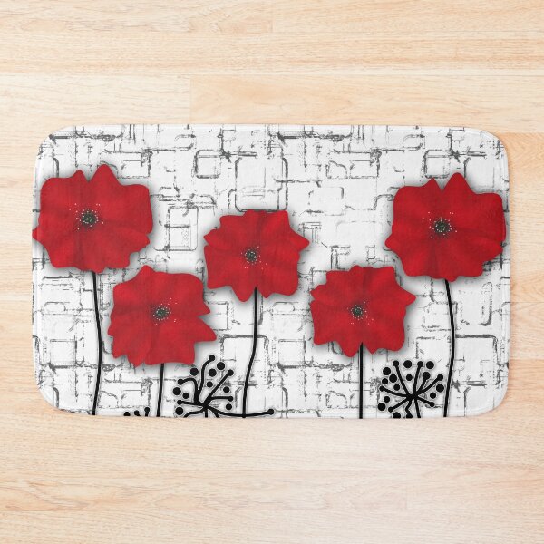 Item preview, Applique Poppies on black and white background .  designed and sold by fuzzyfox.