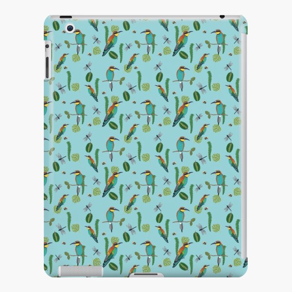 European bee-eater pattern with bees, dragon fly and foliage (blue) iPad Snap Case