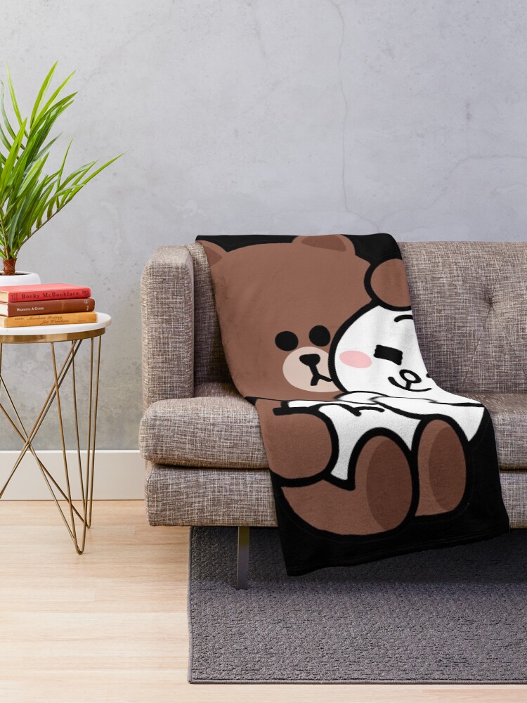 Alternate view of Brown bear cony bunny rabbit love me tender Throw Blanket