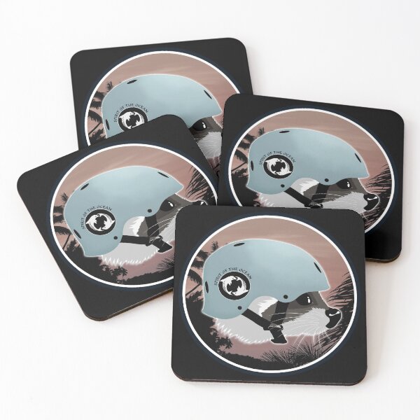 Item preview, Raccoon and dolphins spirit of the ocean surfing logo designed and sold by NicGrayGraphic.