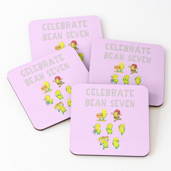 Item preview, Happy 7th Birthday card - pink - Celebrate Bean Seven designed and sold by Justbeanhappy.