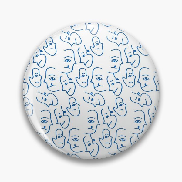 Item preview, Abstract faces line art #blue designed and sold by technicolorable_art.