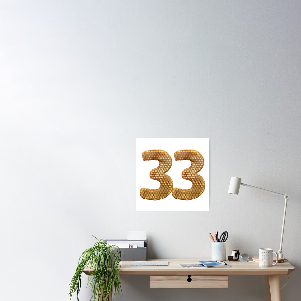 33 Number 3d Honey Numbers Font Art Board Print for Sale by