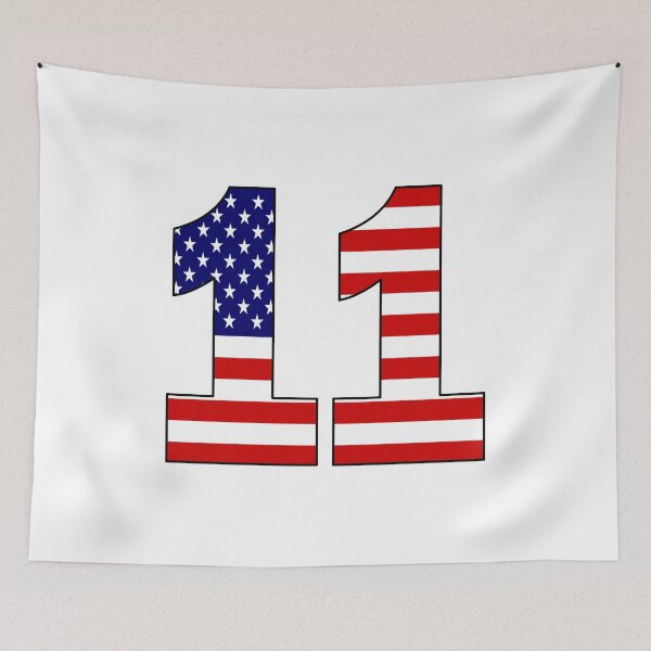 Item preview, Number 11 with USA flag on the background designed and sold by AllShirts21.
