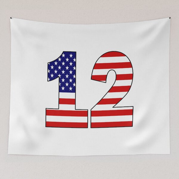 Item preview, Number 12 with USA flag on the background designed and sold by AllShirts21.