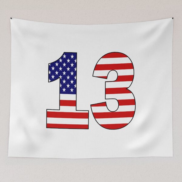 Item preview, Number 13 with USA flag on the background designed and sold by AllShirts21.